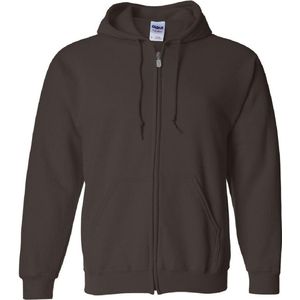 Gildan Zware Blend Unisex Adult Full Zip Hooded Sweatshirt Top (Donkere chocolade)