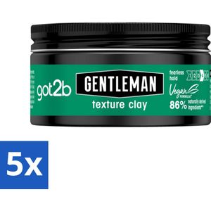 5 x Got2B - Texture Clay - Gentleman - 100 ml - Gentleman Texture Clay - Haar Textuur - Matte Finish - Stijlvol Haar - Natuurlijke Look