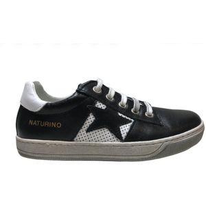 Naturino veter/rits ster lederen sneakers Andy zwart wit Mt 35
