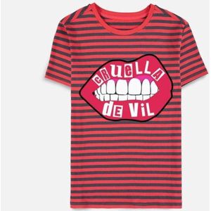 Disney Cruella - Striped Dames T-shirt - M - Rood/Zwart