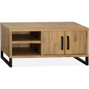 Reeuwijk TV Meubel Klein - Eiken Hout Look - 110 x 45 x 50 cm - TV Kast - 2 deuren, 2 open vakken