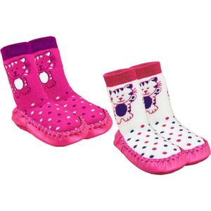 Baby Slofjes - Meisjes Pantoffels - Katjes - Roze - Maat 17/18