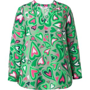 Angel of Style Angel of Style - Dames - Tuniek hartmotief tuniekhals lange mouwen - Blauwgroen - Maat 46
