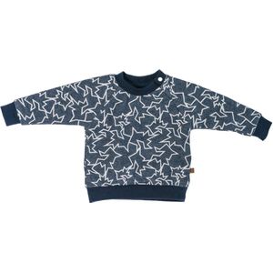 MXM Baby trui- Blauw- Sweater- Print- Jeans- Wit- Maat 62