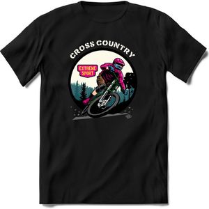 Cross Country | TSK Studio Mountainbike kleding Sport T-Shirt | Roze | Heren / Dames | Perfect MTB Verjaardag Cadeau Shirt Maat S