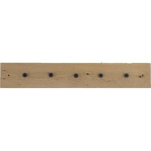 GoudmetHout - Industriele kapstok - Wandkapstok - Eiken - Stalen ophanghaak rond mat zwart - 10 haken - Lengte 100 cm