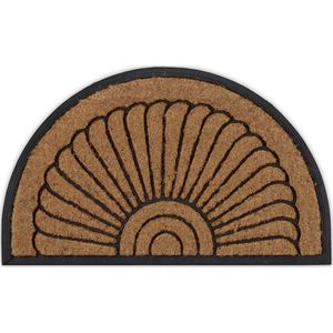 Deurmat - Halfrond - Natuur/Zwart - Kokosvezels/Rubber - Antislip - 75 x 45 cm