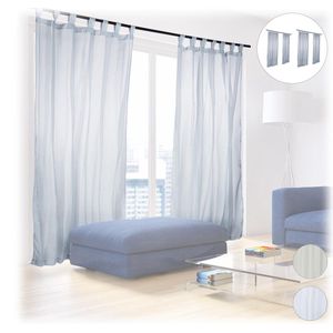 Relaxdays 6 x vitrage met lussen - voile - effen - polyester glasgordijn - gordijn zilver