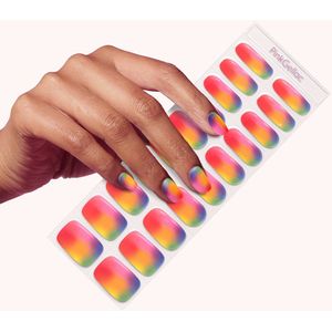 Pink Gellac UV Nagelstickers - Gellak Stickers 0054 Rainbow Flow - Nail Art Gel Stickers voor Nagels - 20 stuks in 10 maten