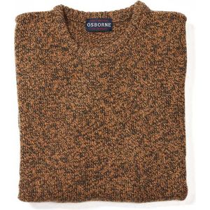 Osborne Knitwear Trui met vervilte ronde hals - Lamswol - Seaweed/Oxide - 3XL