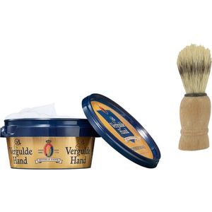 Vergulde Hand Scheerzeep + Houten Scheerkwast