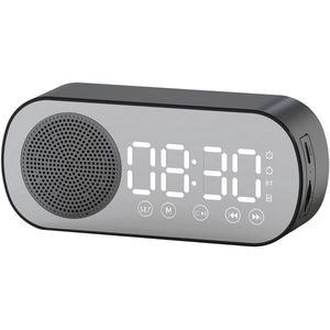 Digitale Wekker - Bluetooth Speaker - Premium Wekker - met LED Spiegeldisplay - Twee alarmen met hoog volume - Digitale Wekkerradio - Zwart