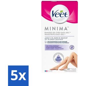 5 x Veet Koude Waxstrips Minima Benen Hypoallergeen 40 stuks per verpakking - Hypoallergeen - Veet