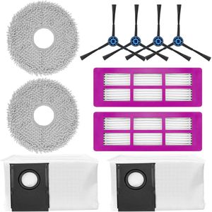 JGS Premium - Voor stofzuiger: 10-delige set vervangende onderdelen met 4 zijborstels, 2 filters, 2 mop pads en 2 stofzakken