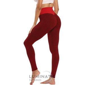 TikTok Legging - Sportlegging Dames - Squat Proof en Fitness Legging - Yoga Legging - High Waist Sport Legging - Anti Cellulite - Shapewear Dames - Push Up - Butt Lifter - Sportkleding Dames | Luminatic® | Rood | S