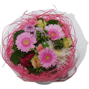 Boeket Sisal Large Roze ↨ 35cm - bloemen - boeket - boeketje - bloem - droogbloemen - bloempot - cadeautje