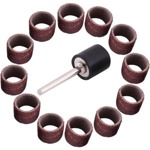 100 stks Schuurbanden Schuurpapier Wiel Drum Schuurmachine met 1 Chuck Houtbewerking Polijstset # 80 320 600 (80 grit)