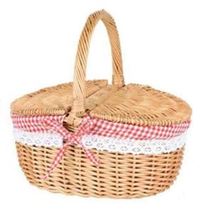 Wicker Picknickmand voor kinderen met de hand geweven rieten voor paaseieren opslag snoep cadeau voor bruiloft - Roodkapje mand picnic basket