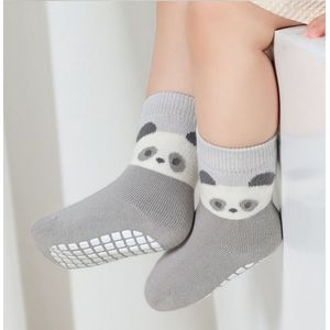 2 paar antislipsokken voor peuters, schattige babysokken met antislipsokken in het midden van de tube, katoenen sokken met een pasgeboren cartoon, ademende sokken voor kinderen, geschikt voor babyjongens en -meisjes-L (3-5 jaar oud)