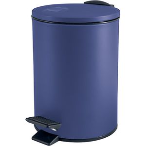 Spirella Pedaalemmer Cannes - blauw - 3 liter - metaal - L17 x H25 cm - soft-close - toilet/badkamer