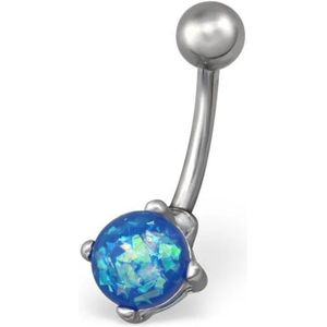 Zilverkleurige Blauwe Opaal Navelpiercing