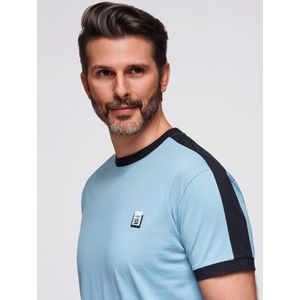 Ombre - T-Shirt Heren - Lichtblauw - met bies