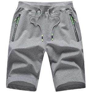 Korte sportbroek voor heren van katoen en stretchstof met ritssluiting