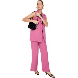 Trendyol Mint Regular Pattern Woven Vest En Wide Leg Broek Set Twoss24Au00019