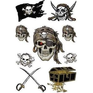 27x Piraten thema stickers met glitters - kinderstickers - stickervellen - knutselspullen