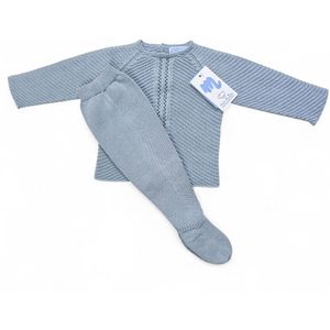 Mac Ilusion Gebreid Baby Pakje 2-dlg | 9603|brisa / lichtblauw | Zomer | Met Voetjes | Prematuur | maat 44