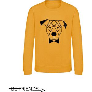 Be Friends Sweater - Hond & Strik - Heren - Mosterd geel - Maat S