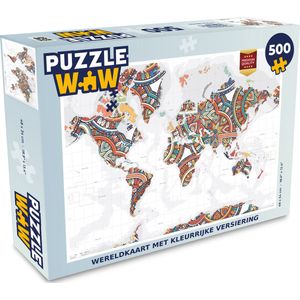 Puzzel Wereldkaart - Versiering - Kleurrijk - Legpuzzel - Puzzel 500 stukjes
