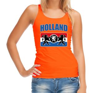 Oranje fan tanktop voor dames - Holland met een Nederlands wapen - Nederland supporter - EK/ WK kleding / outfit L