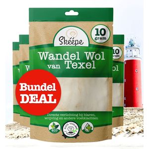 4x 10 gram Texel Wandelwol - Aanbieding - Antidruk wol - Loperswol - Voeten wol - Verzacht blaren en drukklachten