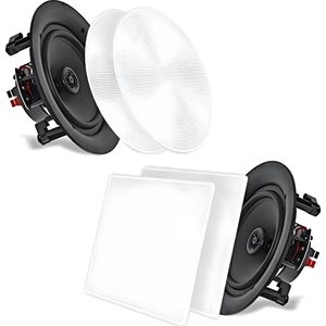 Pyle Luidsprekers-PLafondluidsprekers-Wandluidsprekers- Set van 2 Plafondspeakers - Inbouwluidsprekers voor Thuis- 2-Weg Speakers- Woofersysteem - 150 Watt - Wit