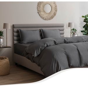 Home by TEMPUR® - Dekbedovertrek van 100% zijdezachte Bamboe - strijkvrij en droger geschikt - Antraciet - 140x200 cm - zonder kussensloop