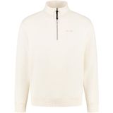 PURE PATH - Loose Fit Half Zip LS Sweater - Ecru - Hoodie
