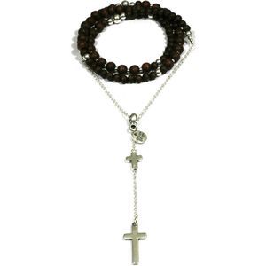 Heaven Eleven heren ketting Wood Silver Cross