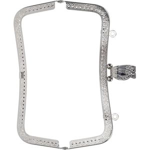 Metal Wallet Frame 20Cm Retro Carved Bag Frame - DIY Handbags Decor Lock - Easy To Use Accessories - Silver - Strict (B01-027—00478) .