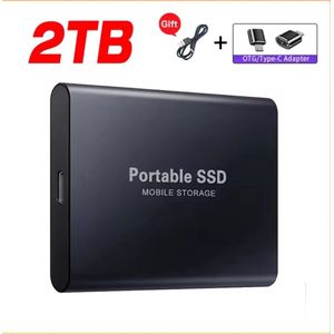 Draagbare SSD Externe Harde Schijf - draagbare SSD - 2TB aan Opslag - Pc storage - Opslag extern pc of laptop - USB 3.1- type C - Portable SSD Mobile storage - Smart Portable - externe SSD