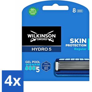4 x Wilkinson Sword - Navulmesjes - Hydro 5 Skin Protection - Beschermend - 8 mesjes - Scheermesjes - Hydro 5 - Huidbescherming - Scheermes - Scheerapparaat