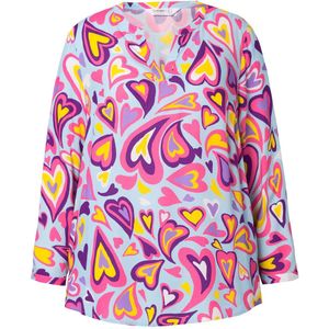 Angel of Style Angel of Style - Dames - Tuniek hartmotief tuniekhals lange mouwen - Hemelsblauw - Maat 44