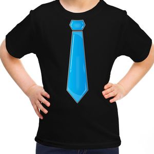 Bellatio Decorations Verkleed t-shirt voor kinderen - stropdas - zwart - meisje- carnaval/themafeest 140/152