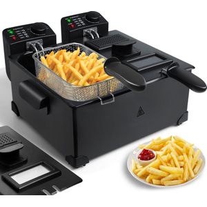Aigostar Feast 30VDW - Dubbele frituurpan - 2x3 liter - 1800g friet Zwart
