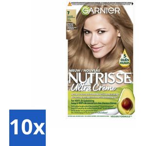 10 x Garnier - Nutrisse Ultra Crème 7 - Haarkleuring - Natuurlijk Blond - Intens Voedend - Permanente Kleur - Haarkleuring - Haarverf - Natuurlijk Blond - Grijsdekking - Voedende Haarverf