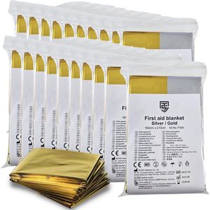 Nooddeken 20 stuks - Reddingsdeken 160x210 - Technosafety Isolatiedeken Goud Zilver - Noodpakket