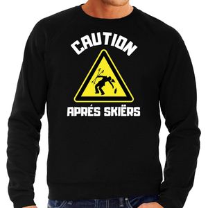 Bellatio Decorations Apres ski sweater heren - apres ski waarschuwing - zwart - winter XL