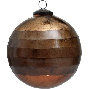 PTMD Kerstbal glas oxide bruin mat en glanzend XL - 15 cm rond - PTMD Xmas Arwen oxidised brown glass ball