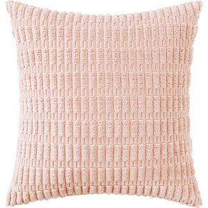 Pakket van 2 decoratieve kussenslopen van corduroy, zachte gestreepte kussenslopen in boho-stijl, moderne boerderijdecoratie voor bank, woonkamer, slaapbank, alleen kussensloop (40*40 cm) - lichtroze - 40*40cm