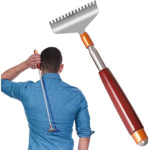 Telescopische rugkrabber met houten handvat - brede stalen massagerol voor mannen en vrouwen